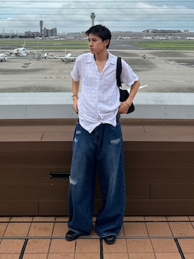 「Adoon plain（アドーンプレーン）のアイテム（パンツ）」を使った、hikaruさん（メンズ・173cm）の夏コーディネート