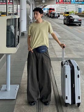 「Adoon plain（アドーンプレーン）のアイテム（スラックス）」を使った、hikaruさん（メンズ・173cm）の夏コーディネート