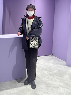 「GRL（グレイル）のアイテム（ライダースジャケット）」を使った、hamaanさん（レディース・166cm）の冬コーディネート