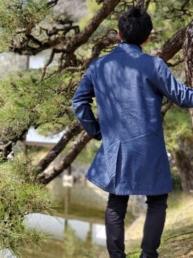 「TAKEO KIKUCHI（タケオキクチ）のアイテム（ステンカラーコート）」を使った、yukitowalkさん（メンズ・168cm）の春コーディネート