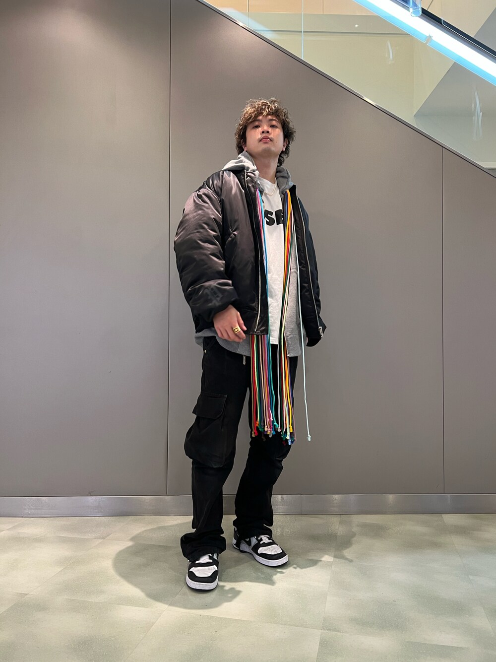 「PHENOMENON、mastermind、NIKE、ROYAL FLASH、royalflash梅田、ROYAL FLASH南船場、いいね、save、フォローお願いします🤑、おしゃれさんと繋がりたい、大人コーデ、メンズコーデ、ワントーンコーデ、ストリートコーデ」｜「PHENOMENONのアイテム（ジャケット/アウター、ブラック系）」を使った、kaiseiさん（メンズ・172cm）の秋コーディネートの1枚目の写真