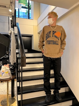 「ROYAL FLASH（ロイヤルフラッシュ）のアイテム（スウェット）」を使った、kaiseiさん（メンズ・172cm）の春コーディネート