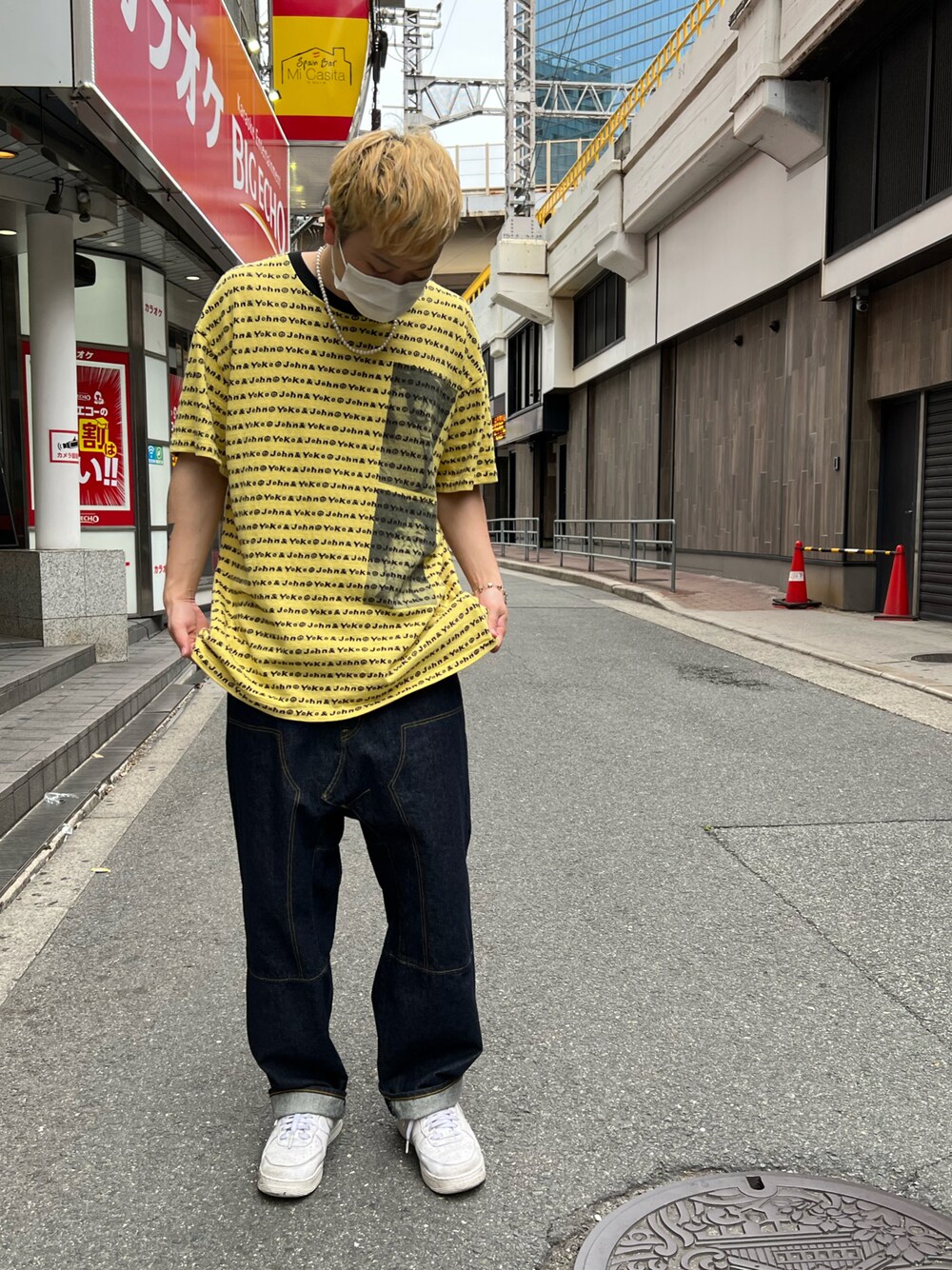 「bowwow、backlash、NIKE、ROYAL FLASH、royalflash梅田、ROYAL FLASH南船場、いいね、save、フォローお願いします🤑、おしゃれさんと繋がりたい、シンプル、メンズコーデ、大人コーデ、カジュアルコーデ、リラックススタイル」｜「BACKLASHのISAMUKATAYAMA BACKLASH THE COVERS/バックラッシュ ザ カバーズ/ Wide DenimPT（デニムパンツ、ブルー系）」を使った、kaiseiさん（メンズ・172cm）の夏コーディネートの1枚目の写真