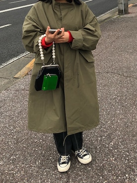 「差し色」｜「アイテム（モッズコート）」を使った、NaNaさん（レディース・157cm）の冬コーディネート