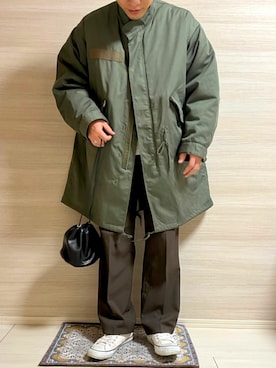 「ADAM ET ROPE'（アダムエロペ）のアイテム（モッズコート）」を使った、ymymryo08さん（メンズ・172cm）の冬コーディネート