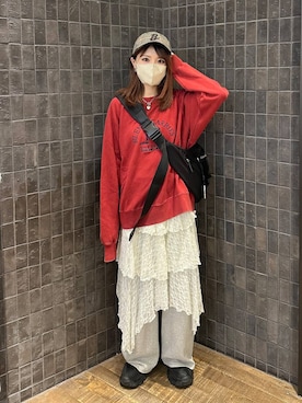 「おでかけ」｜「アイテム（スウェット）」を使った、えび（JEANASIS）さん（レディース・164cm）の冬コーディネート