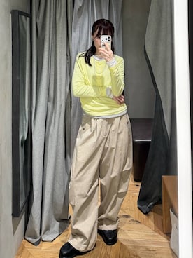 「JEANASIS（ジーナシス）のクロッグローファー/638847（ローファー、ブラック系）」を使った、えび（JEANASIS）さん（レディース・164cm）の春コーディネート