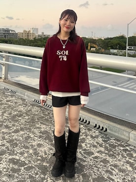 「JEANASIS（ジーナシス）のルーズFITロングブーツ/581263（ブーツ）」を使った、えび（JEANASIS）さん（レディース・164cm）の秋コーディネート