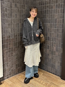 「アイテム（パーカー）」を使った、えび（JEANASIS）さん（レディース・164cm・20代）の夏コーディネート