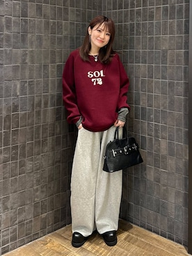 「JEANASIS（ジーナシス）のソフトラメリブUネックLS TEE/240318（Tシャツ/カットソー）」を使った、えび（JEANASIS）さん（レディース・164cm）の秋コーディネート