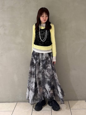 「JEANASIS（ジーナシス）のキリカエボリュームローファー/573242（ローファー、ブラック系）」を使った、えび（JEANASIS）さん（レディース・164cm）の春コーディネート