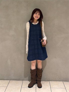 「アイテム（ジャンパースカート、ブルー系）」を使った、えび（JEANASIS）さん（レディース・164cm）の秋コーディネート
