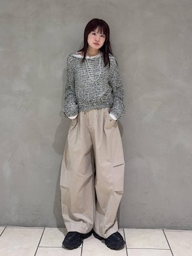 「JEANASIS（ジーナシス）のセミシアーリブヘンリー LS/326122（Tシャツ/カットソー、ホワイト系）」を使った、えび（JEANASIS）さん（レディース・164cm）の春コーディネート