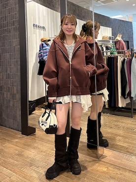 「JEANASIS（ジーナシス）のルーズFITロングブーツ/581263（ブーツ）」を使った、えび（JEANASIS）さん（レディース・164cm）の秋コーディネート