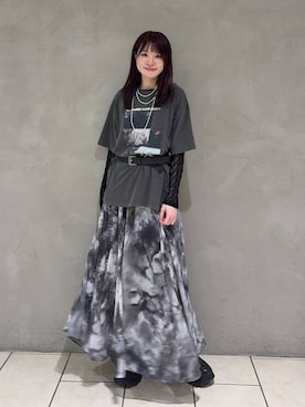 「JEANASIS（ジーナシス）のキリカエボリュームローファー/573242（ローファー、ブラック系）」を使った、えび（JEANASIS）さん（レディース・164cm）の春コーディネート