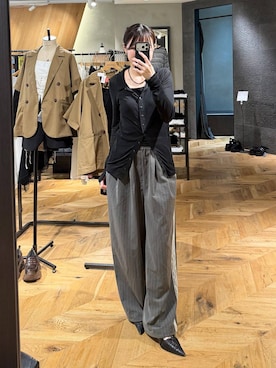 「eL（エル）の【eL】Stripe Lace Pants/1049488（スラックス、グレー系）」を使った、えび（JEANASIS）さん（レディース・164cm）の夏コーディネート