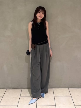 「eL（エル）の【eL】Stripe Lace Pants/1049488（スラックス、グレー系）」を使った、えび（JEANASIS）さん（レディース・164cm）の夏コーディネート