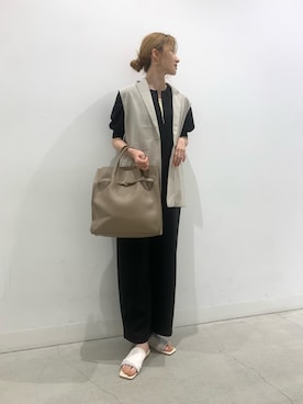 「ジレ」｜「アイテム（サロペット/オーバーオール）」を使った、rinaさん（レディース・168cm）の夏コーディネート