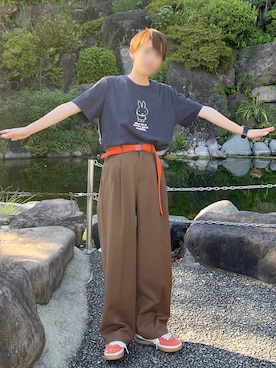 「アイテム（ベルト、オレンジ系）」を使った、あきよしさん（レディース・152cm）の秋コーディネート