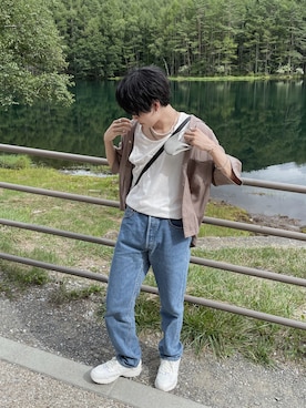 「デニム オン デニム」｜「アイテム（シューズ）」を使った、ryoutaさん（メンズ・175cm）の夏コーディネート