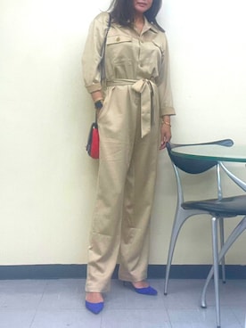 「MOUSSY（マウジー）のアイテム（つなぎ/オールインワン）」を使った、☆etsu☆さん（レディース・162cm）の秋コーディネート