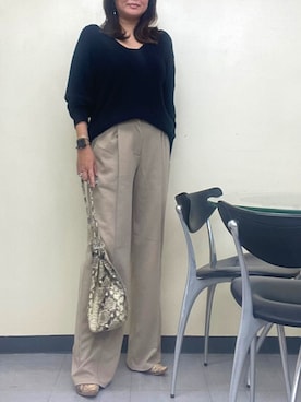 「AKTE（アクテ）のアイテム（ニット/セーター）」を使った、☆etsu☆さん（レディース・162cm）の春コーディネート