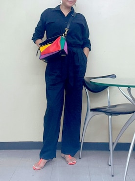 「MOUSSY（マウジー）のアイテム（つなぎ/オールインワン）」を使った、☆etsu☆さん（レディース・162cm）の夏コーディネート