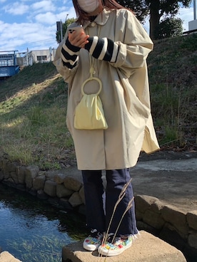 「mystic（ミスティック）のセンターステッチフレアデニム（デニムパンツ）」を使った、nanase🥕さん（レディース・163cm）の冬コーディネート