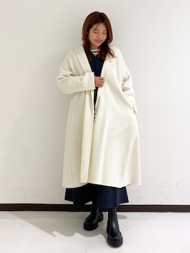 「Rouge vif（ルージュヴィフ）のアイテム（ノーカラーコート）」を使った、たじさん（レディース・159cm）の秋コーディネート