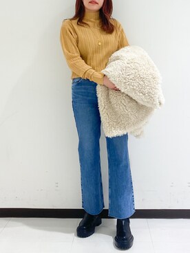 「Rouge vif（ルージュヴィフ）のアイテム（ノーカラーコート）」を使った、たじさん（レディース・159cm）の冬コーディネート