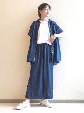 「AS KNOW AS de base（アズノゥアズドゥバズ）のアイテム」を使った、sawadaさん（レディース・166cm）の夏コーディネート