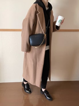 「ドレスシューズ」｜「アイテム（パーカー）」を使った、Rin*さん（レディース・157cm）の冬コーディネート