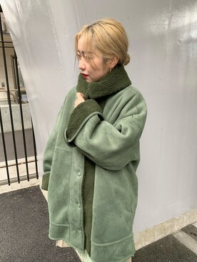 「Kastane（カスタネ）のアイテム（ムートンコート）」を使った、KOUTA CHIHIROさん（レディース・153cm）の秋コーディネート