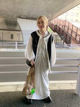 「Kastane（カスタネ）のアイテム（ベスト）」を使った、KOUTA CHIHIROさん（レディース・153cm）の冬コーディネート