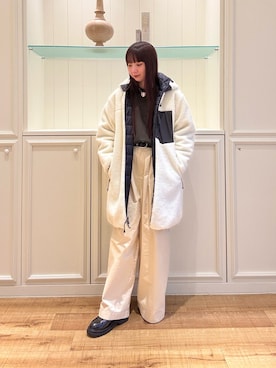 「NOLLEY’S（ノーリーズ）の【MAQWEL/マクウェル】ウォッシャブルタックワイドパンツ（その他パンツ）」を使った、nol hirataさん（レディース・155cm）の秋コーディネート