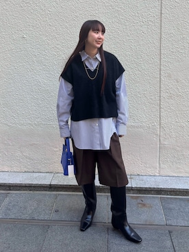 「アイテム（ベスト）」を使った、nol hirataさん（レディース・155cm）の秋コーディネート