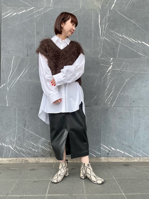 関税込■Norma Kamali■ハイライズフェイクレザーミディスカート 関税込□Norma Kamali□ハイライズフェイクレザーミディスカート