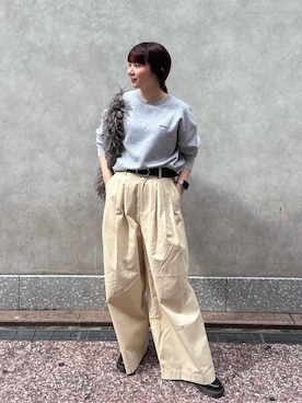 「NOLLEY’S（ノーリーズ）の【MAQWEL/マクウェル】ウォッシャブルタックワイドパンツ（その他パンツ）」を使った、nol hirataさん（レディース・155cm）の秋コーディネート