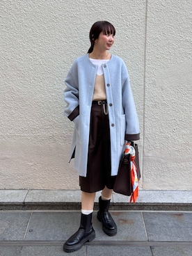 「アイテム（ストール/ショール）」を使った、nol hirataさん（レディース・155cm）の秋コーディネート