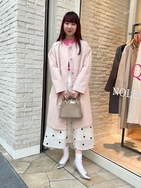 「NOLLEY’S（ノーリーズ）のアイテム（ノーカラーコート）」を使った、nol hirataさん（レディース・155cm）の冬コーディネート