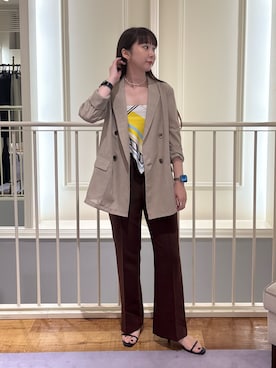「スカーフ」｜「アイテム（ジャケット/アウター）」を使った、nol hirataさん（レディース・155cm）の夏コーディネート