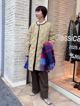 「アイテム（ダウンジャケット/コート）」を使った、nol hirataさん（レディース・155cm）の秋コーディネート