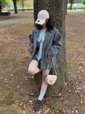 「アイテム（ローファー）」を使った、samayuさん（レディース・157cm）の秋コーディネート