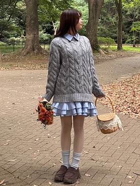 「アイテム（ローファー）」を使った、samayuさん（レディース・157cm）の秋コーディネート