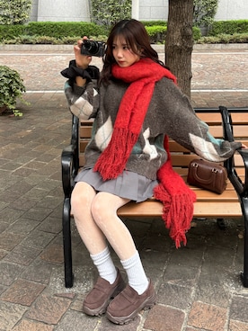 「アイテム（マフラー）」を使った、samayuさん（レディース・157cm）の秋コーディネート