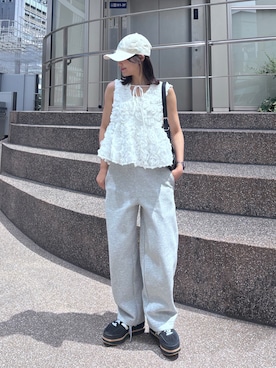 「アイテム（帽子）」を使った、samayuさん（レディース・157cm）の夏コーディネート