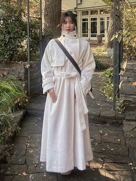 「アイテム（ステンカラーコート）」を使った、samayuさん（レディース・157cm）の秋コーディネート