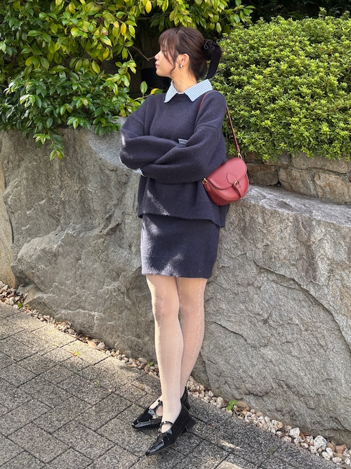 ストライプシャツドッキングニット[セットアップ可能]（ニット