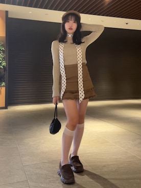 「EVOL（イーボル）のアイテム」を使った、samayuさん（レディース・157cm）の冬コーディネート