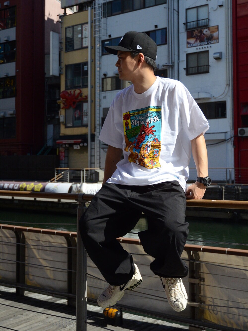 「BAIT、bait、Spider-Man、marvel、MARVEL Tシャツ」｜「BAITのBAIT SPIDER-MAN COMIC TEE 204-MRV-TEE-001（Tシャツ/カットソー、ホワイト系）」を使った、kazさん（メンズ・172cm）の夏コーディネートの1枚目の写真